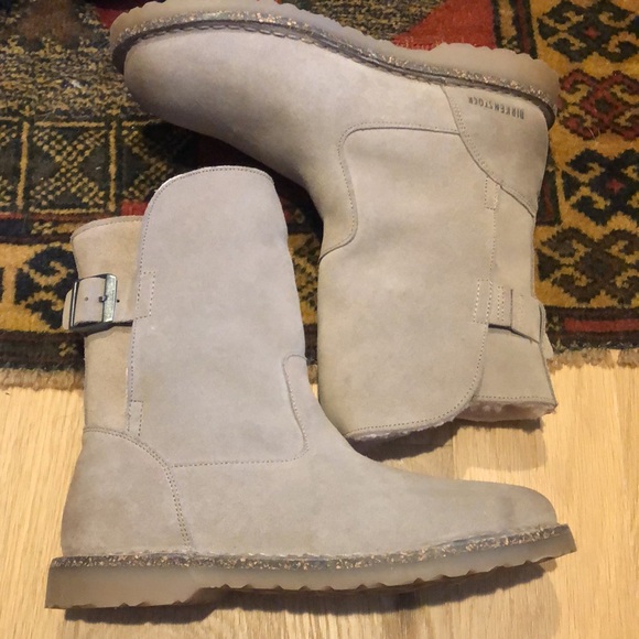 Birkenstock Uppsala Shearling Gray Taupe/Soft Pink NEW IN BOX 7 US/38 EU - Picture 10 of 14